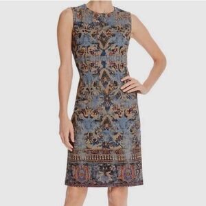 $650 Kobi Halperin Women Blue Stretch Round-Neck Sleeveless Sheath Dress Size 8